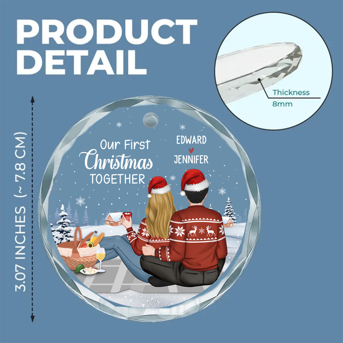 Custom Keepsake Christmas Ornament •  Our First Year - Personalized Glass Ornament
