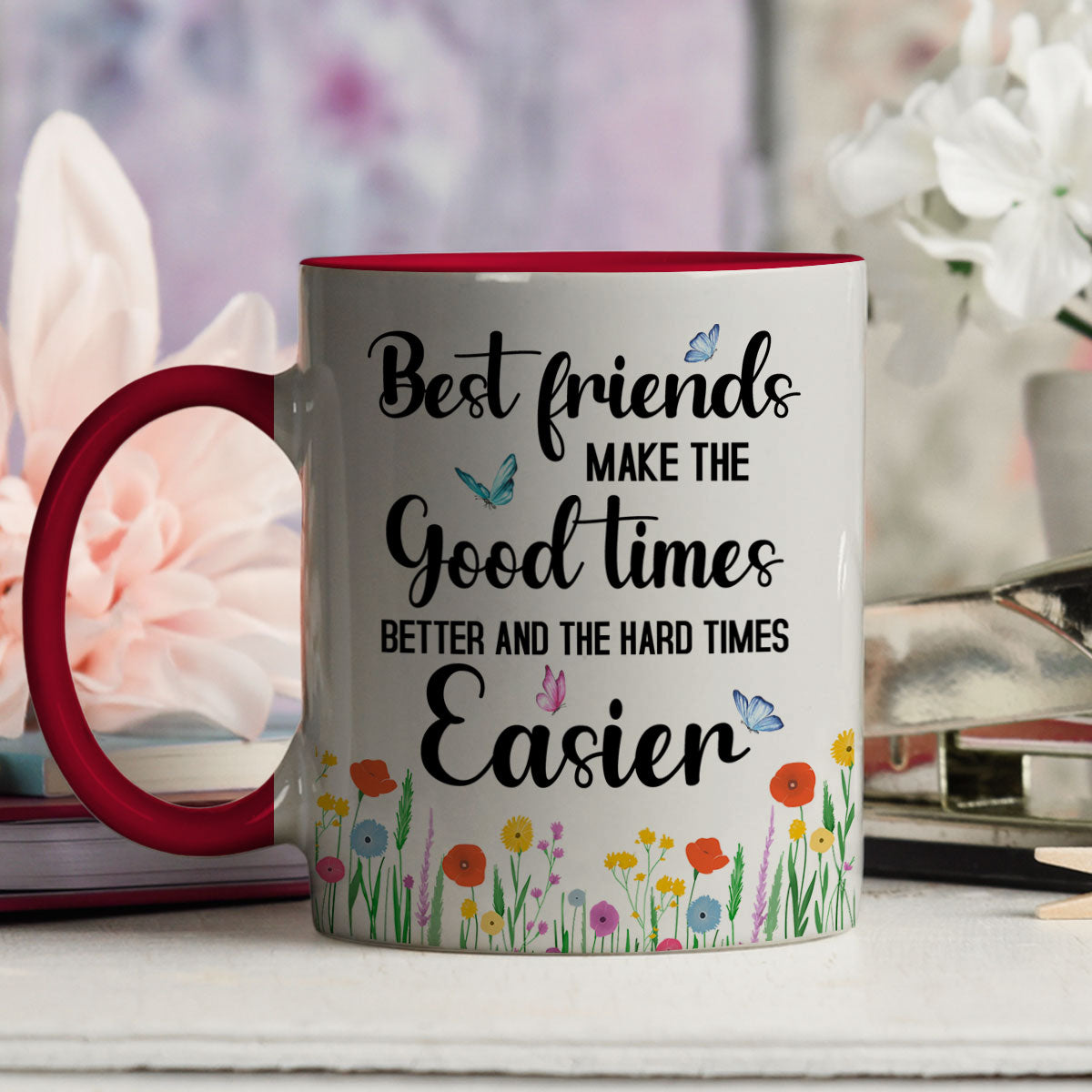 Custom Best Friend, Christmas & Birthday Friendship Keepsake Gift • Good Times Better With Friends - Personalized Accent Mug