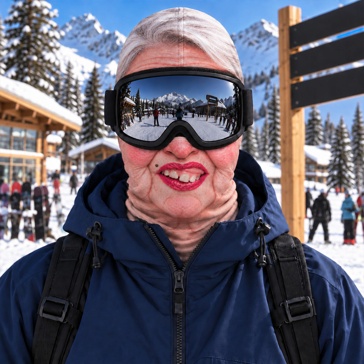 Custom Funny 3D Face Balaclava, Gag Gift For Ski Lovers & Friends • Sleigh All Day Après All Night - Personalized Ski Mask