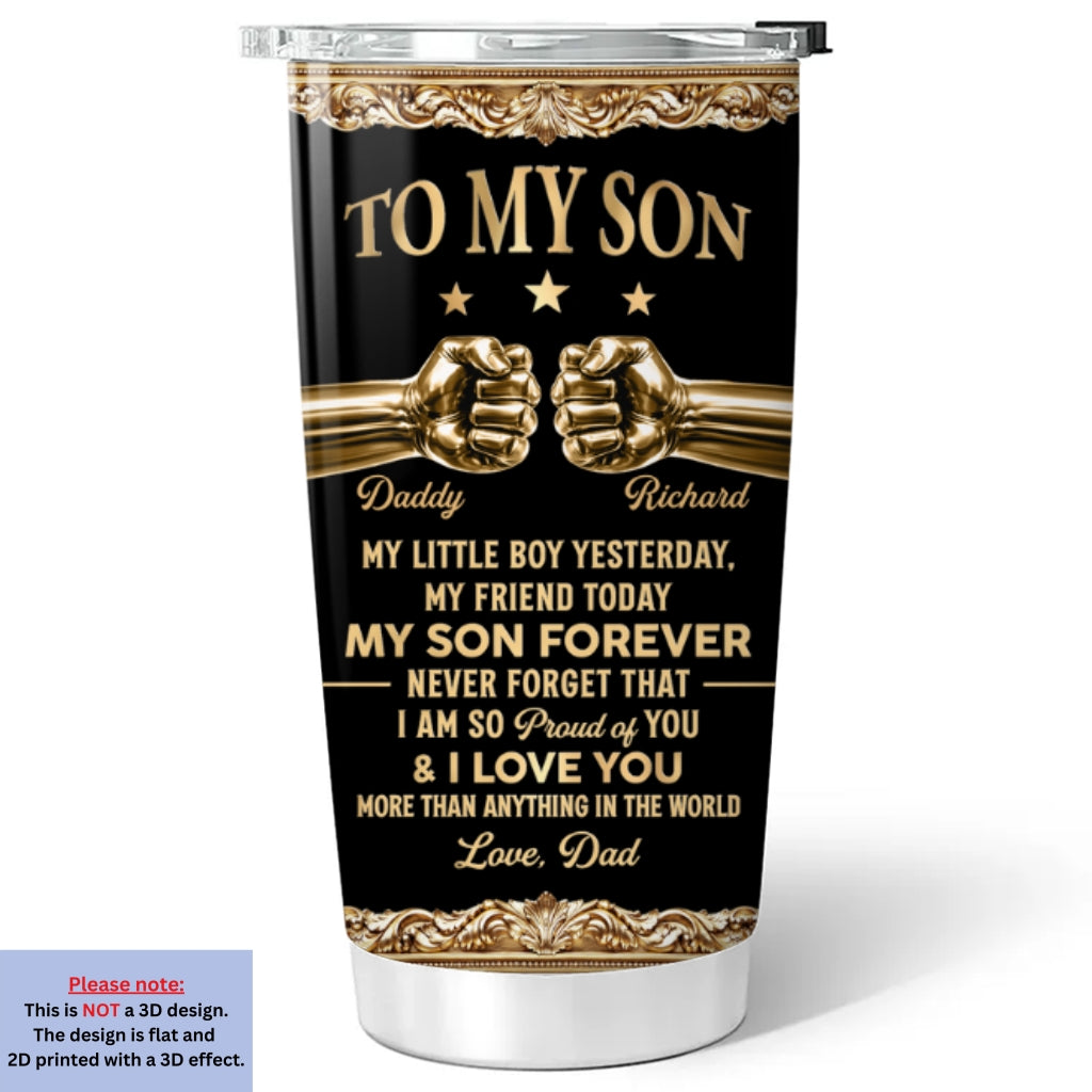 Custom Christmas Birthday Gifts For Son • My Son Forever - Personalized 3D Effect Tumbler