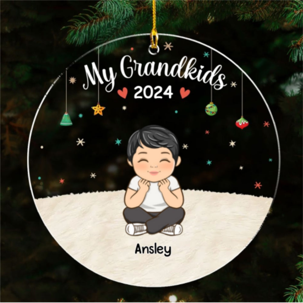 Custom Keepsake Christmas Ornament •  Our Grandkids Christmas - Personalized Acrylic Ornament