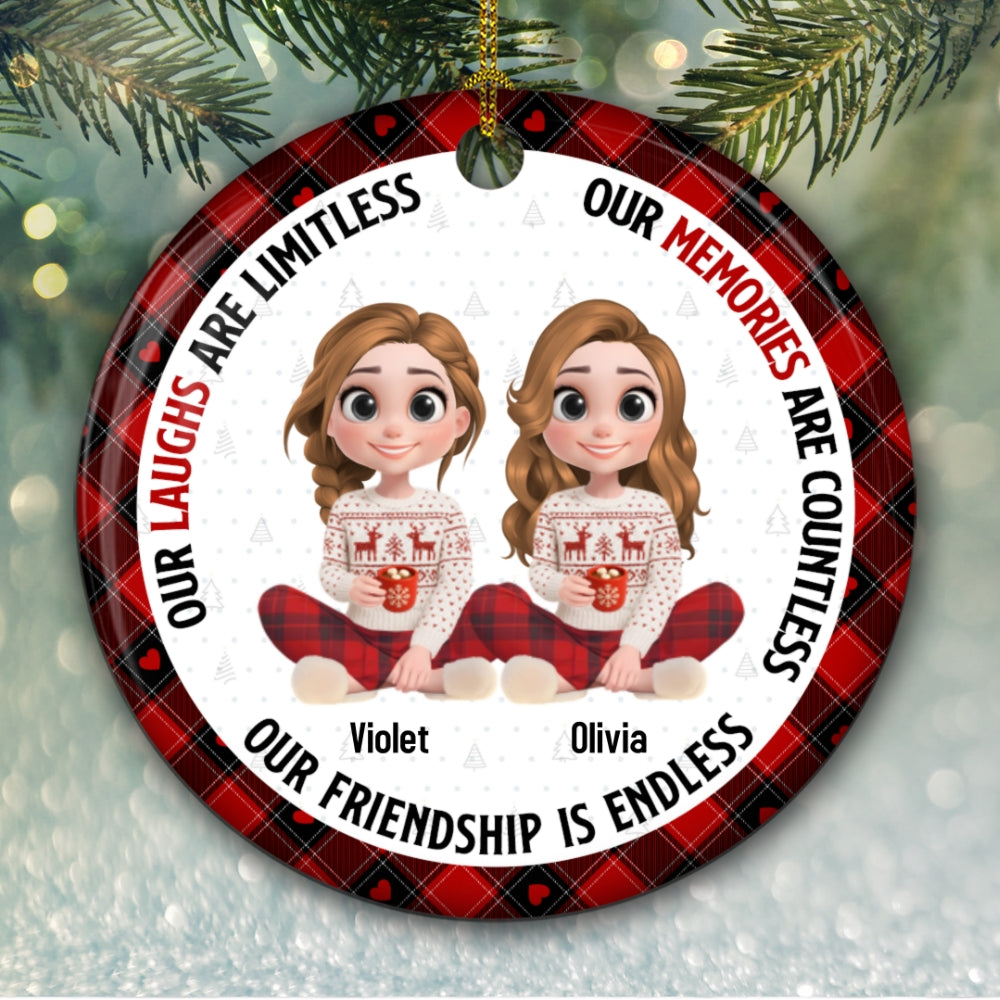Custom Friendship Christmas Ornament, Best Friend Gift •  We Are Best Friends - Personalized Ceramic Ornament