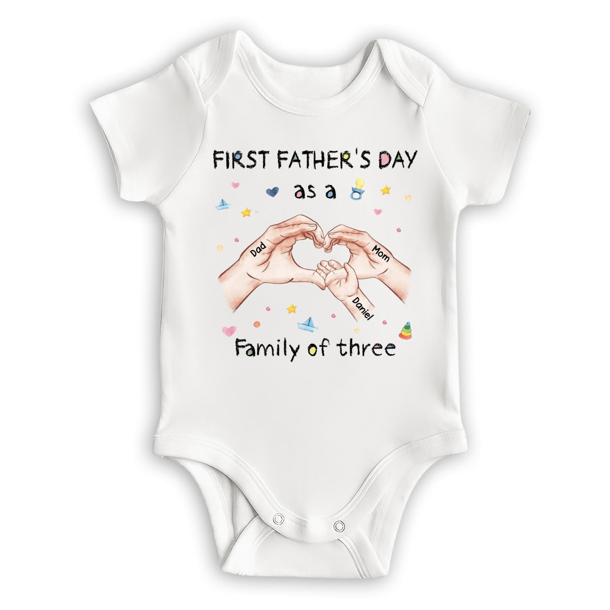 Family Of Three - Personalized Baby Onesie