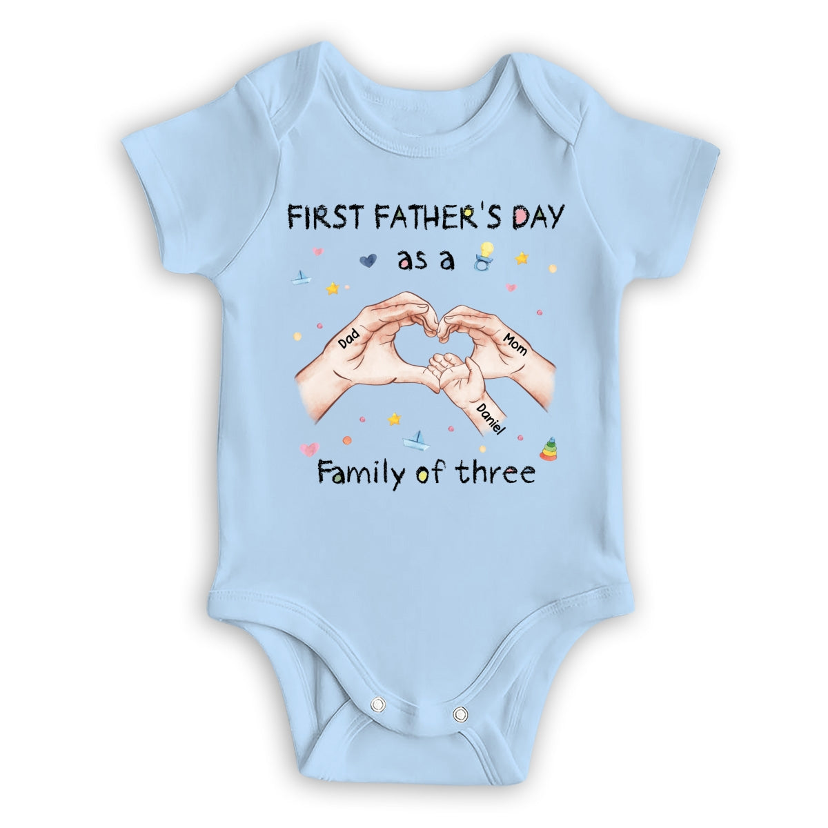 Family Of Three - Personalized Baby Onesie