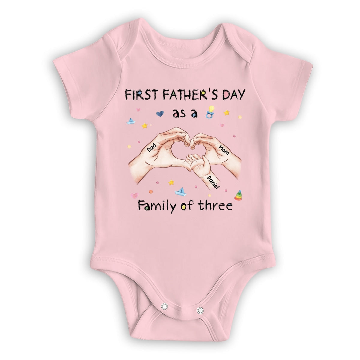 Family Of Three - Personalized Baby Onesie