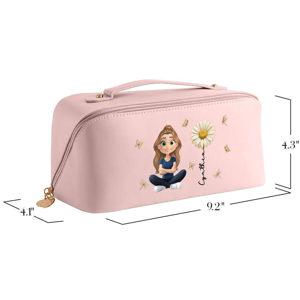 Floral Soul - Personalized Leather Makeup Bag