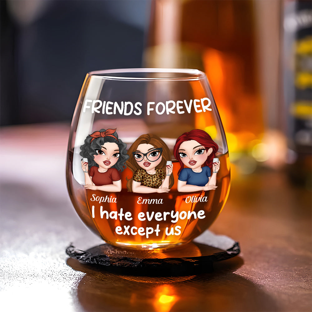 Hate Everyone Except Us - Personalized Wine Glass