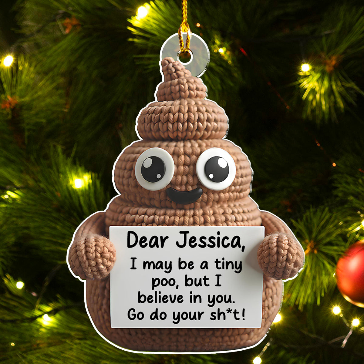 Custom Coworker Christmas Ornament, Team Appreciation Gift •  Positive Poo - Personalized Acrylic Ornament