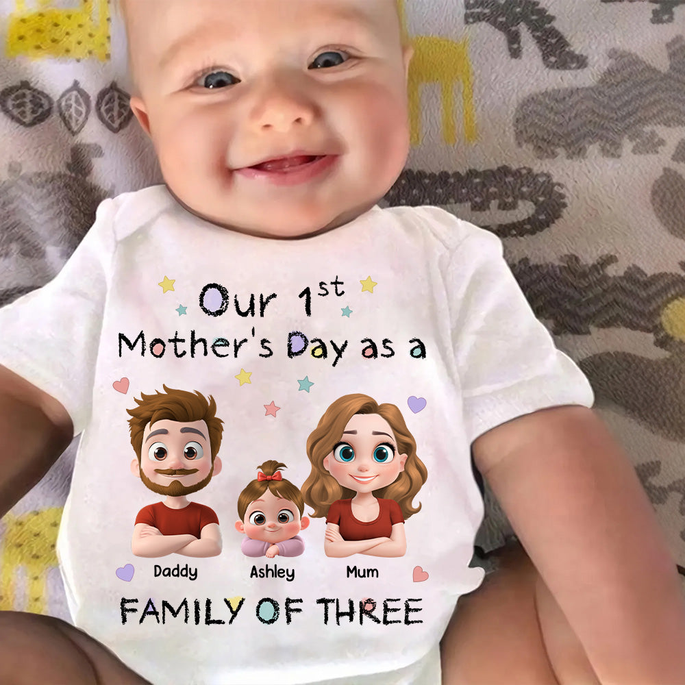 A Family Of Three - Personalized Baby Onesie