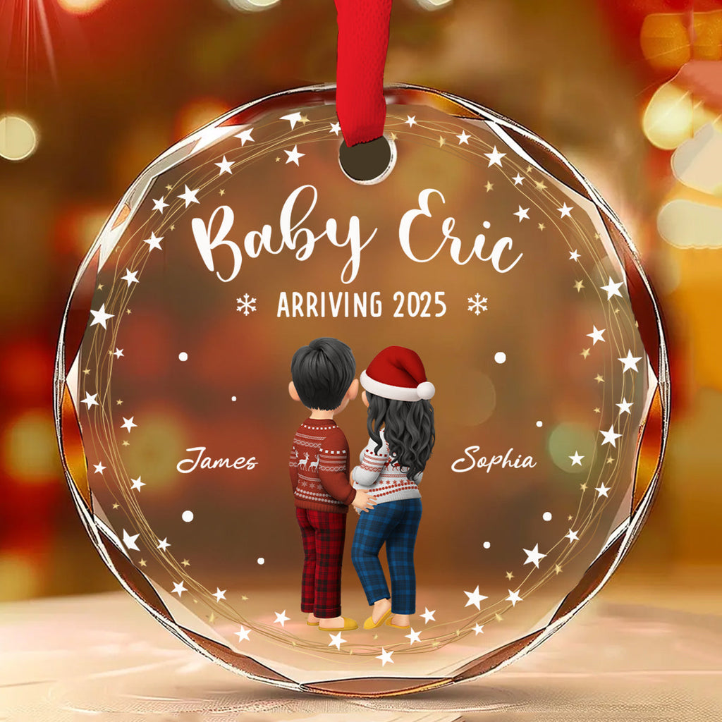 Custom Family Ornament, Christmas Gift for Family Members •  Arrive To The World - Personalized Glass Ornament