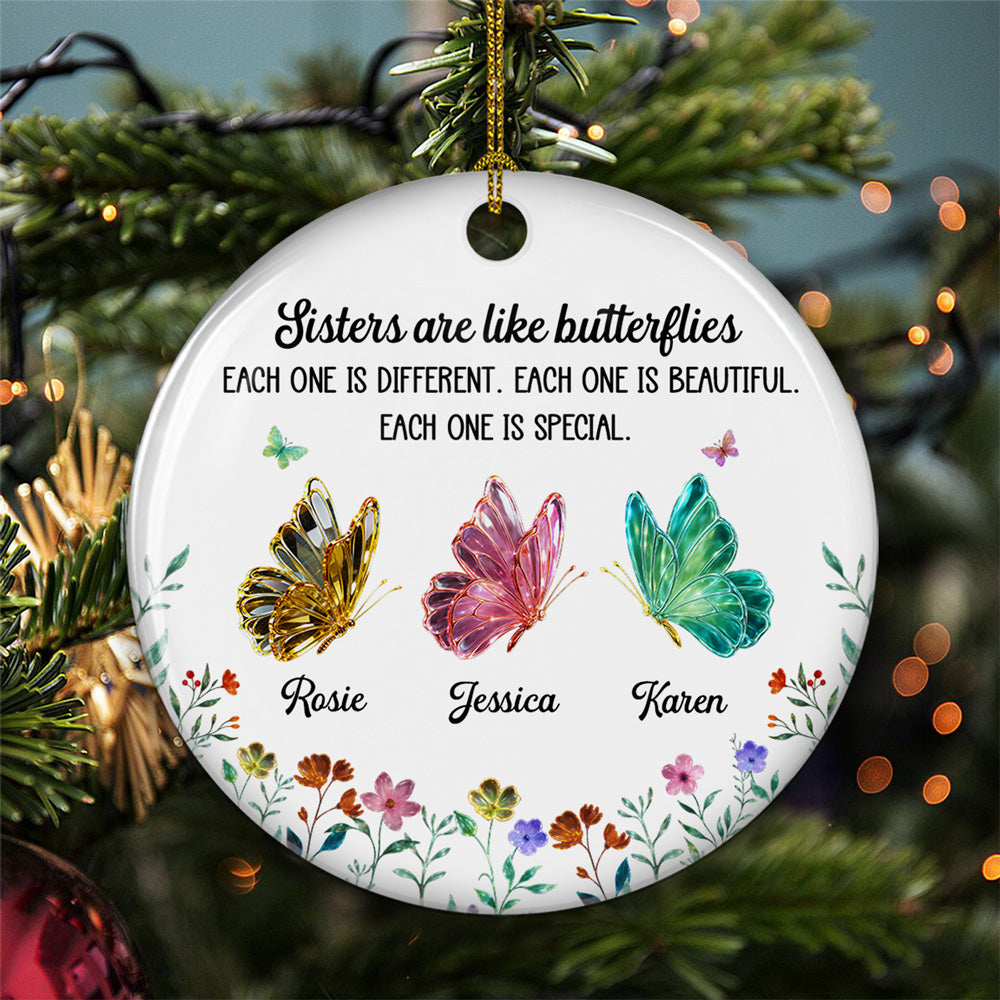 Custom Sister Christmas Ornament •  Festive Sister - Personalized Ceramic Ornament