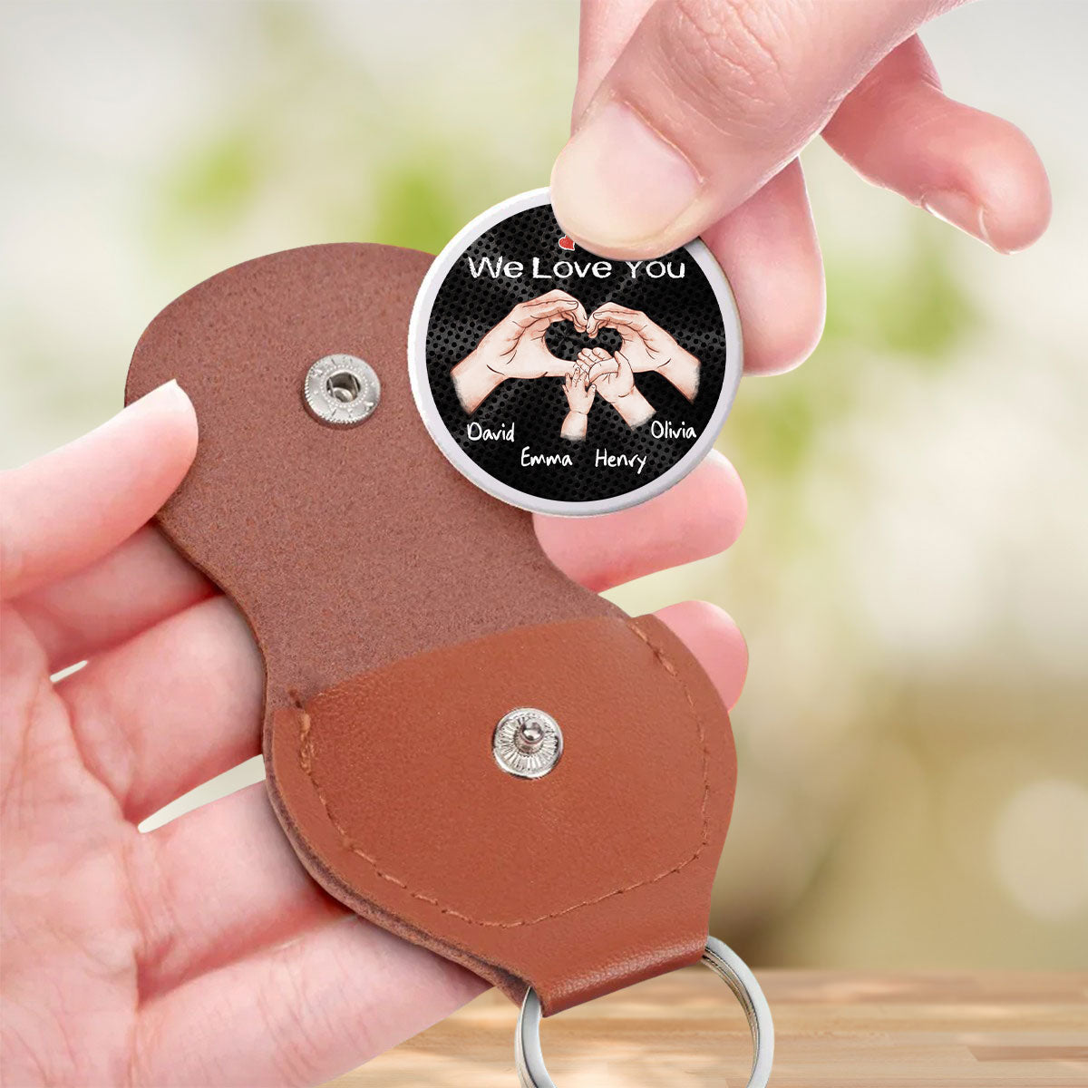 Custom Coin Keychain for Dad, Father's Day Birthday Keepsake • As A Family Of Three Fathers Day - Personalized Pocket Hug