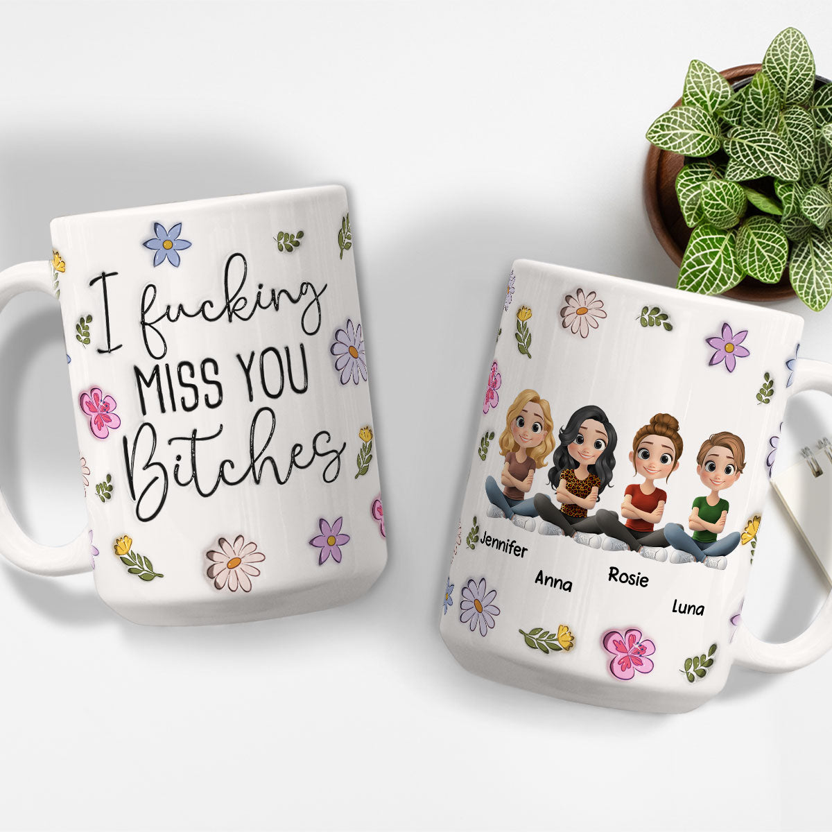 Custom Best Friend, Christmas & Birthday Friendship Keepsake Gift • Miss You My Besties - Personalized 3D Inflated Effect Mug