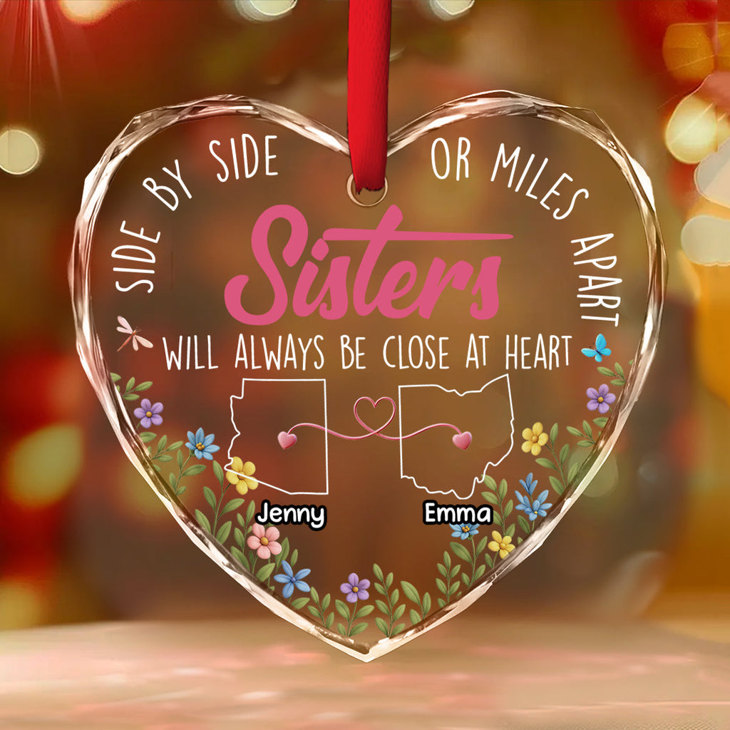 Custom Keepsake Christmas Ornament •  Heart By Heart - Personalized Glass Ornament
