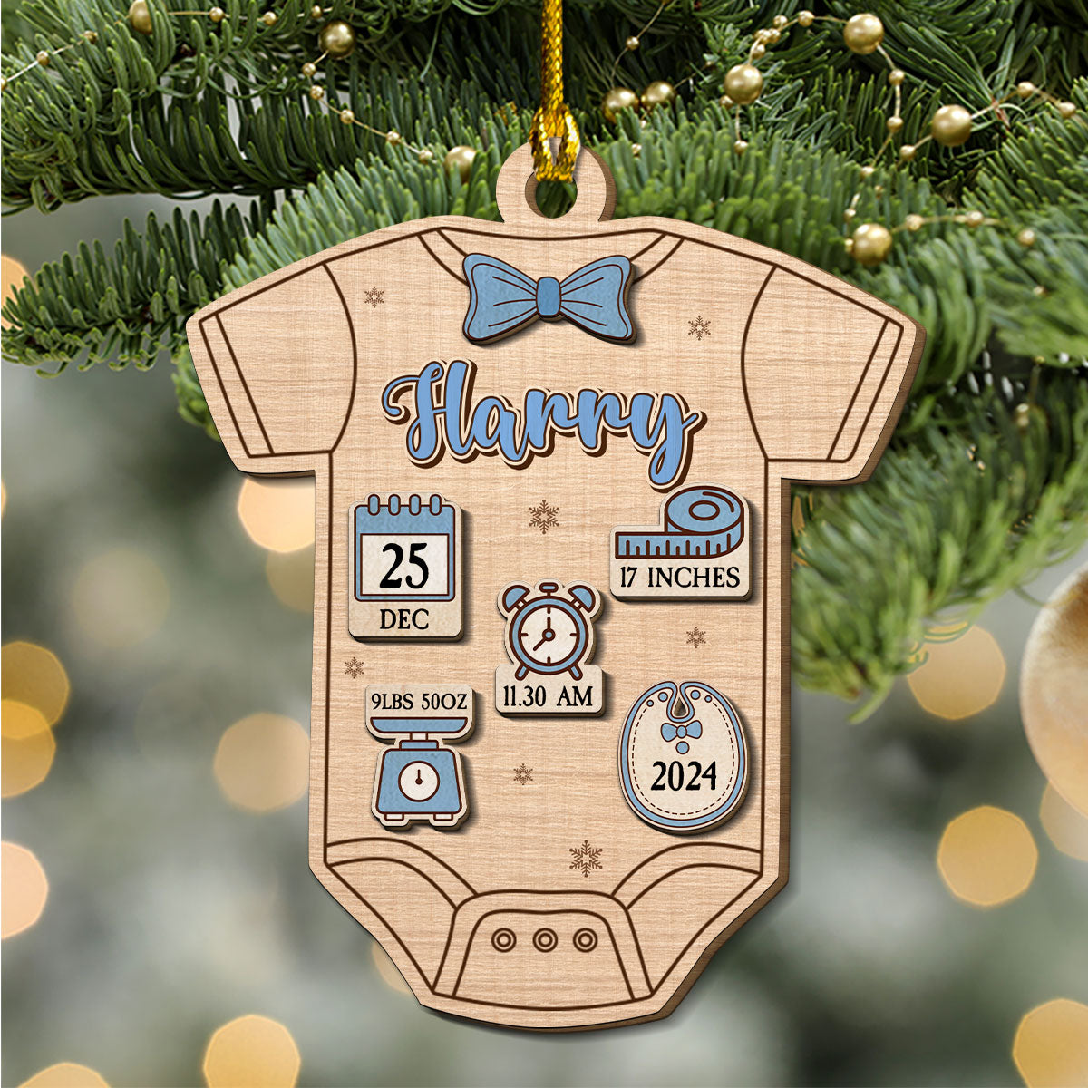 Custom Baby First Christmas Ornament for New Parents •  Baby First Christmas - Personalized Freeshape 2-Layered Wood Ornament
