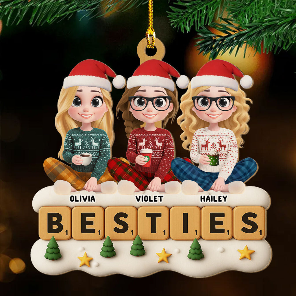 Custom Friendship Christmas Ornament, Best Friend Gift •  The Cutest Squad - Personalized 3D Effect Wood Ornament