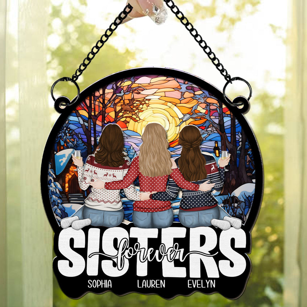 Custom Hanging Decor, Birthday Housewarming Gift • Forever Friends, Forever Young - Personalized Suncatcher