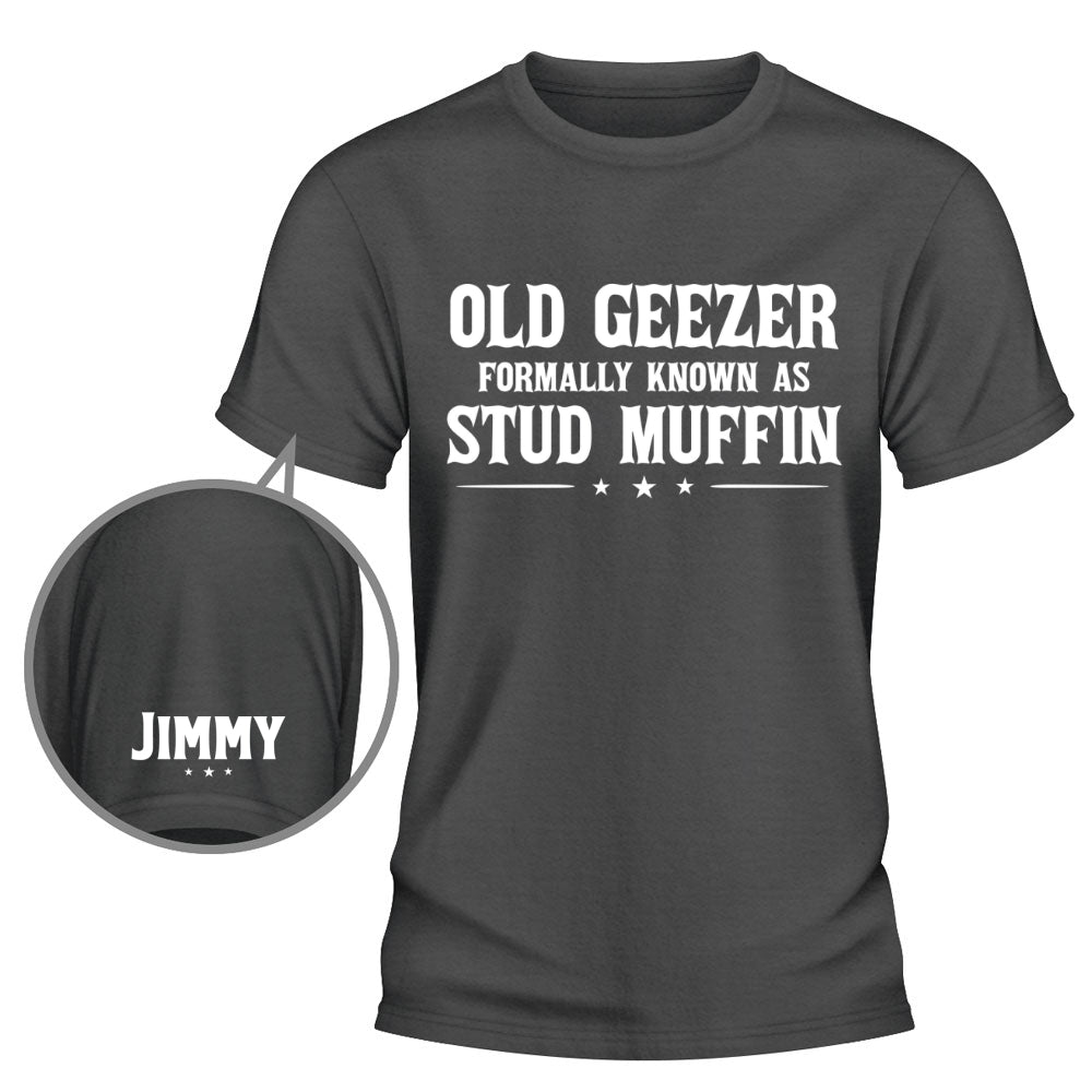 Custom Christmas & Birthday Gift for Dad, Grandpa • Stud Muffin - Personalized Shirt With Design On Sleeve