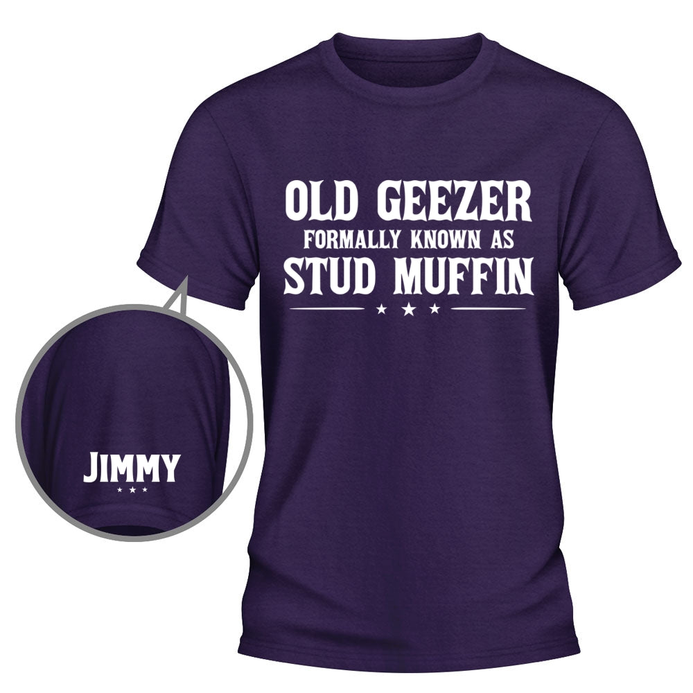Custom Christmas & Birthday Gift for Dad, Grandpa • Stud Muffin - Personalized Shirt With Design On Sleeve