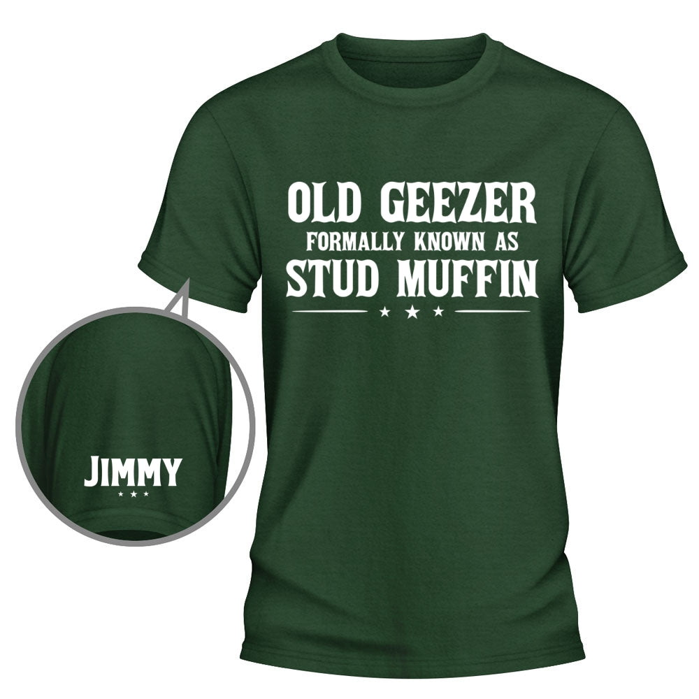Custom Christmas & Birthday Gift for Dad, Grandpa • Stud Muffin - Personalized Shirt With Design On Sleeve