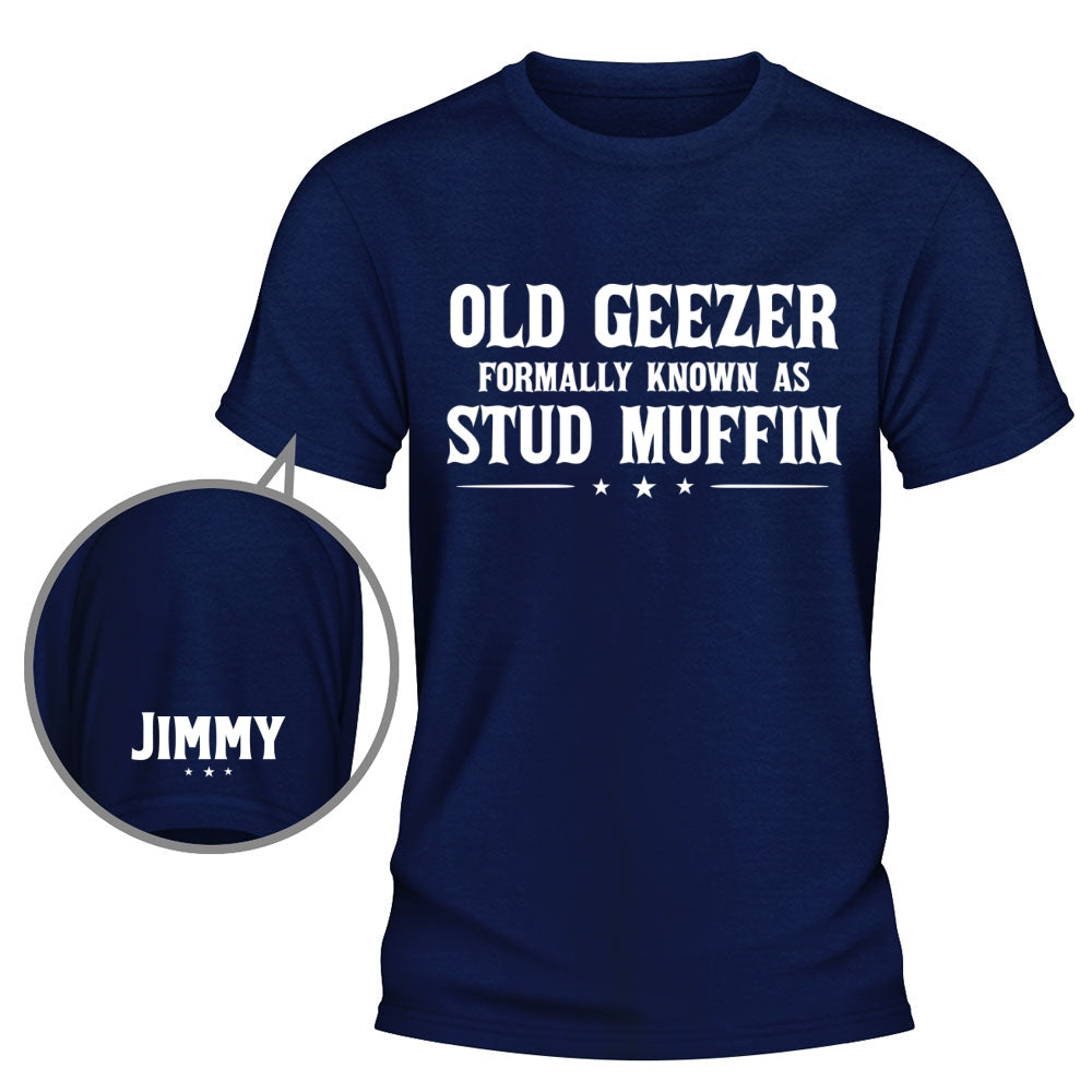 Custom Christmas & Birthday Gift for Dad, Grandpa • Stud Muffin - Personalized Shirt With Design On Sleeve