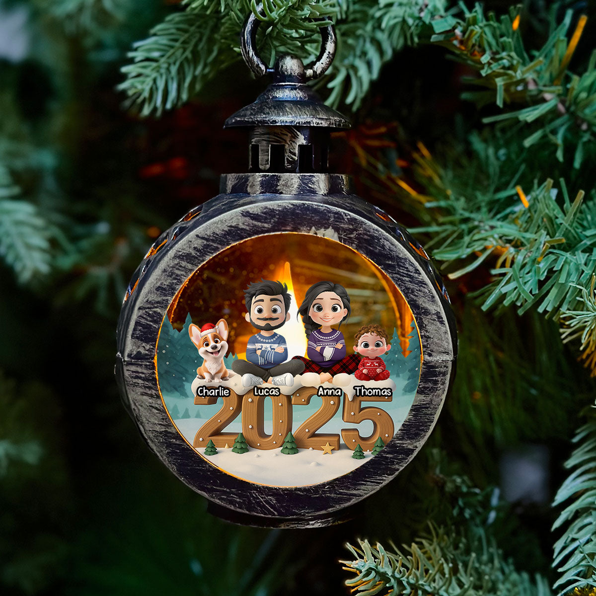 Custom Family Christmas Gifts, Holiday Decor • As A Family Onwards Extended Ver - Personalized 3D Effect Christmas Lantern