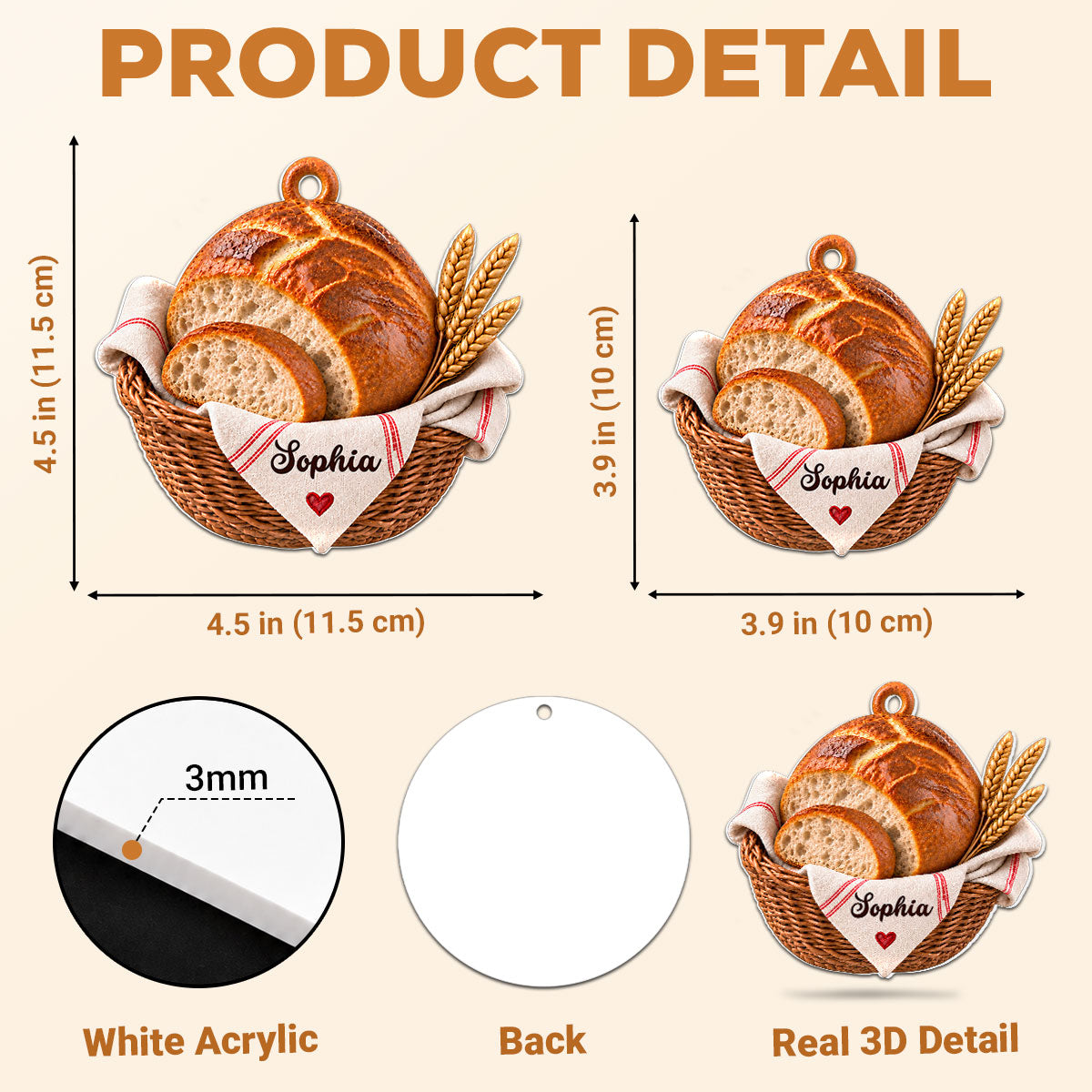 Custom Family Ornament, Christmas Gift for Family Members •  Good Days Start With Sourdough - Personalized 3D White Acrylic Ornament