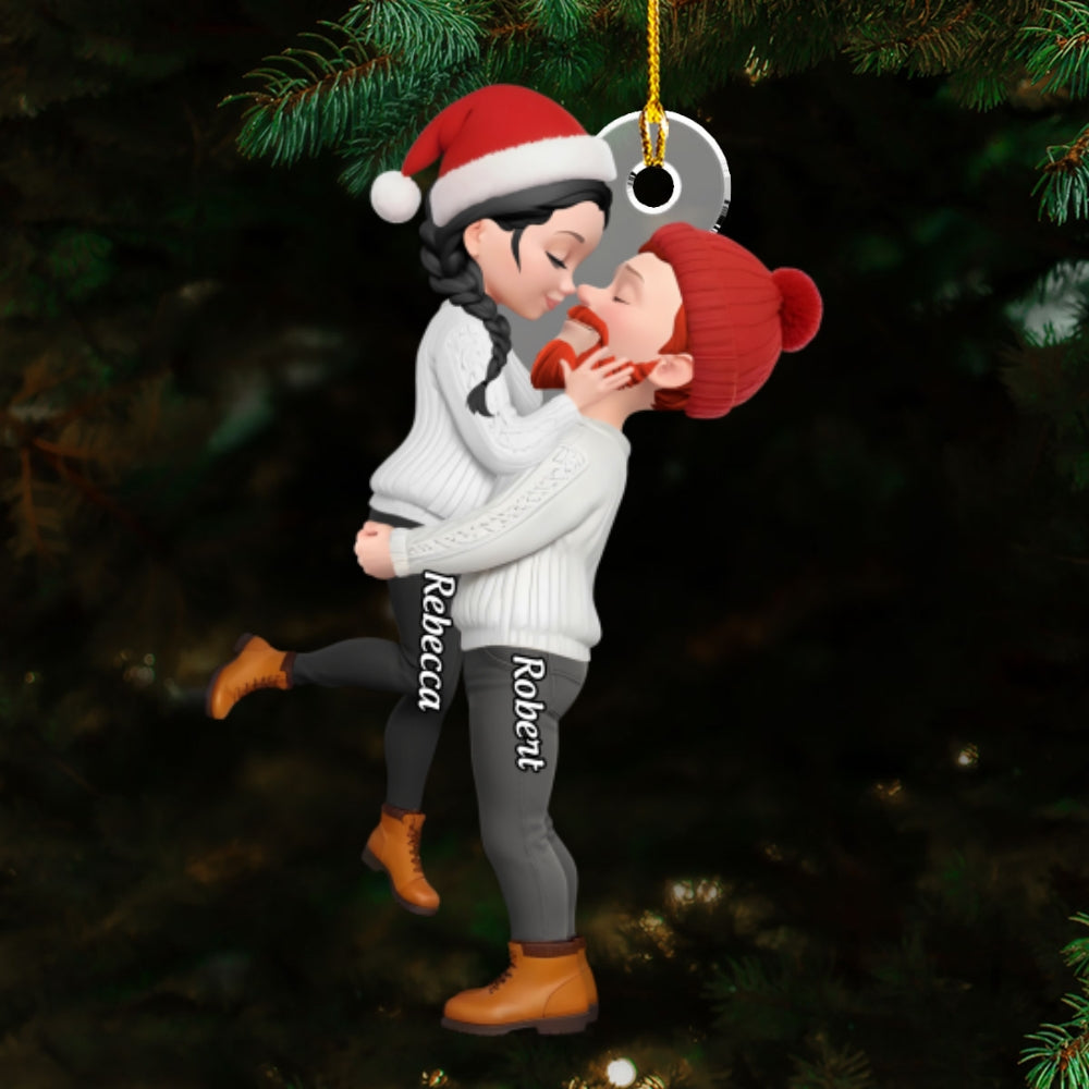 Custom Couple Christmas Ornament, Anniversary Gift •  Christmas With My Dear - Personalized Acrylic Ornament