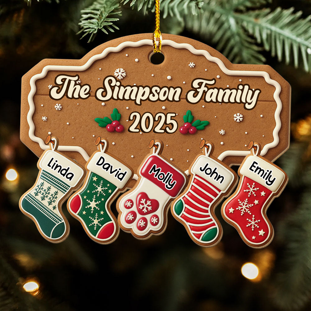Custom Family Ornament, Christmas Gift for Family Members •  Home Is Our Christmas Heart - Personalized Wood Ornament