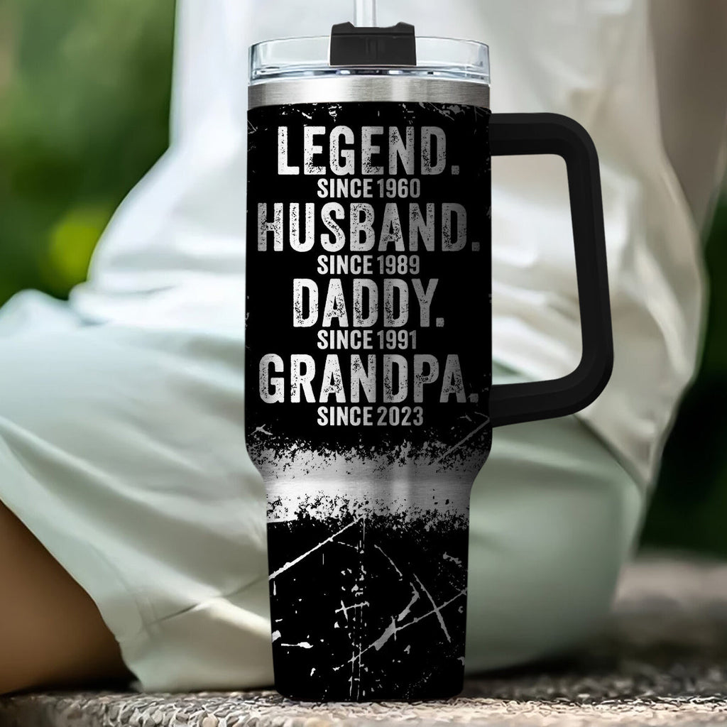 Custom Father's Day Birthday Gifts For Dad • Legend Husband Dad - Personalized Engraved 40oz Tumbler With Handle
