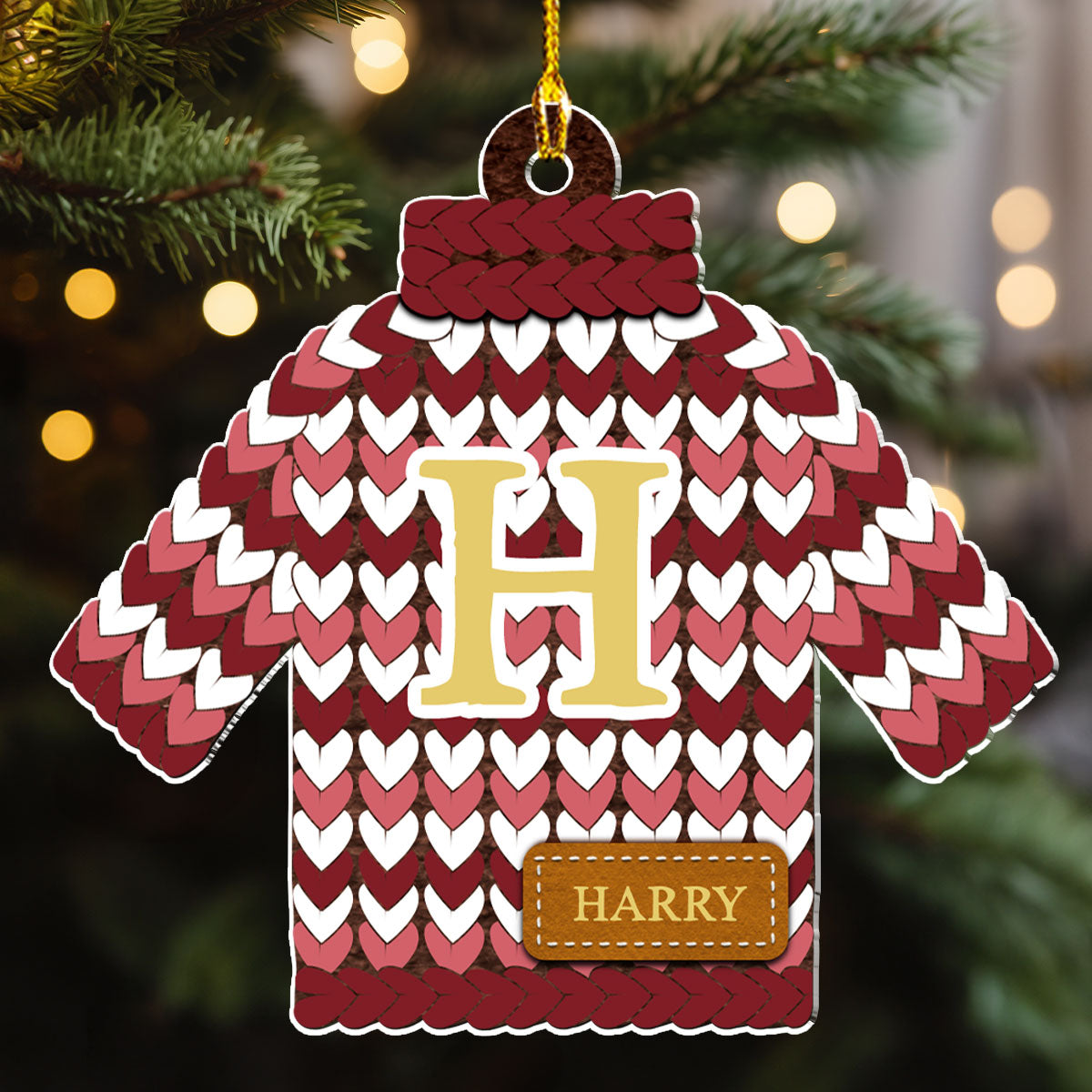 Custom Family Ornament, Christmas Gift for Family Members •  Christmas Sweater - Personalized Acrylic Ornament