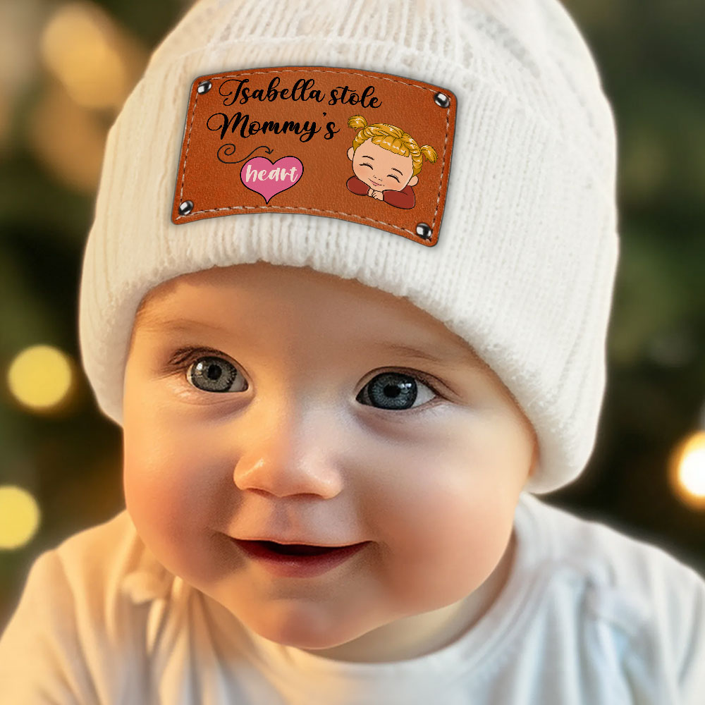Custom Newborn Baby Beanie, Christmas Birthday Gift • I Stole The Heart Of Mommy - Personalized Beanie