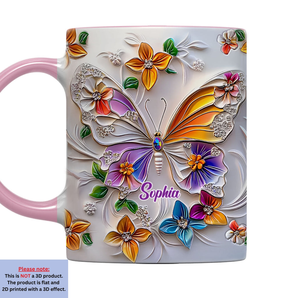 Custom Best Friend, Christmas & Birthday Friendship Keepsake Gift • Stunning Butterfly - Personalized 3D Inflated Effect Accent Mug