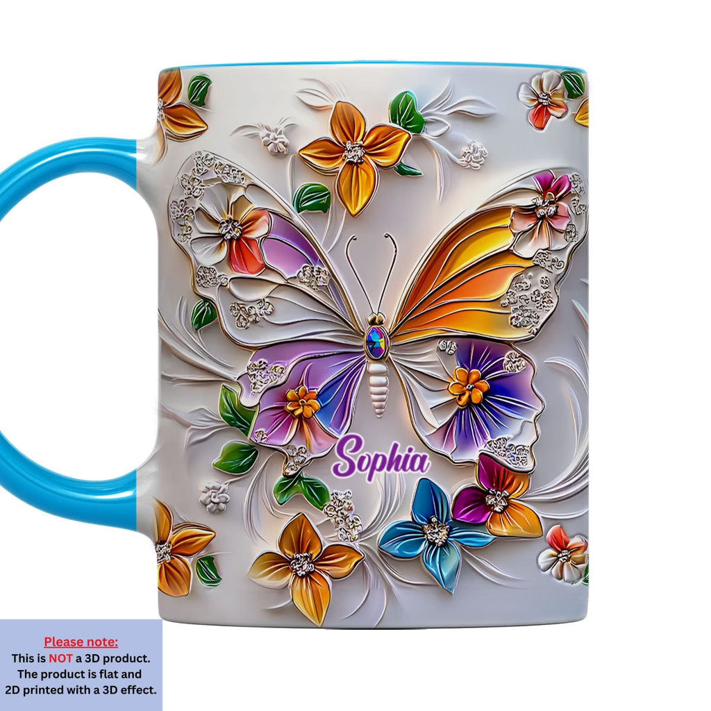 Custom Best Friend, Christmas & Birthday Friendship Keepsake Gift • Stunning Butterfly - Personalized 3D Inflated Effect Accent Mug