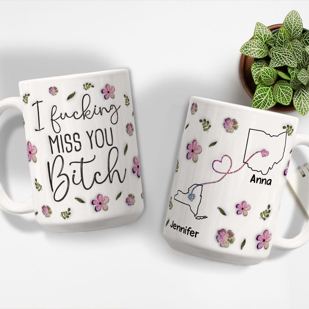 Custom Best Friend, Christmas & Birthday Friendship Keepsake Gift • I Miss You My Bestie Version 2 - Personalized 3D Inflated Effect Mug