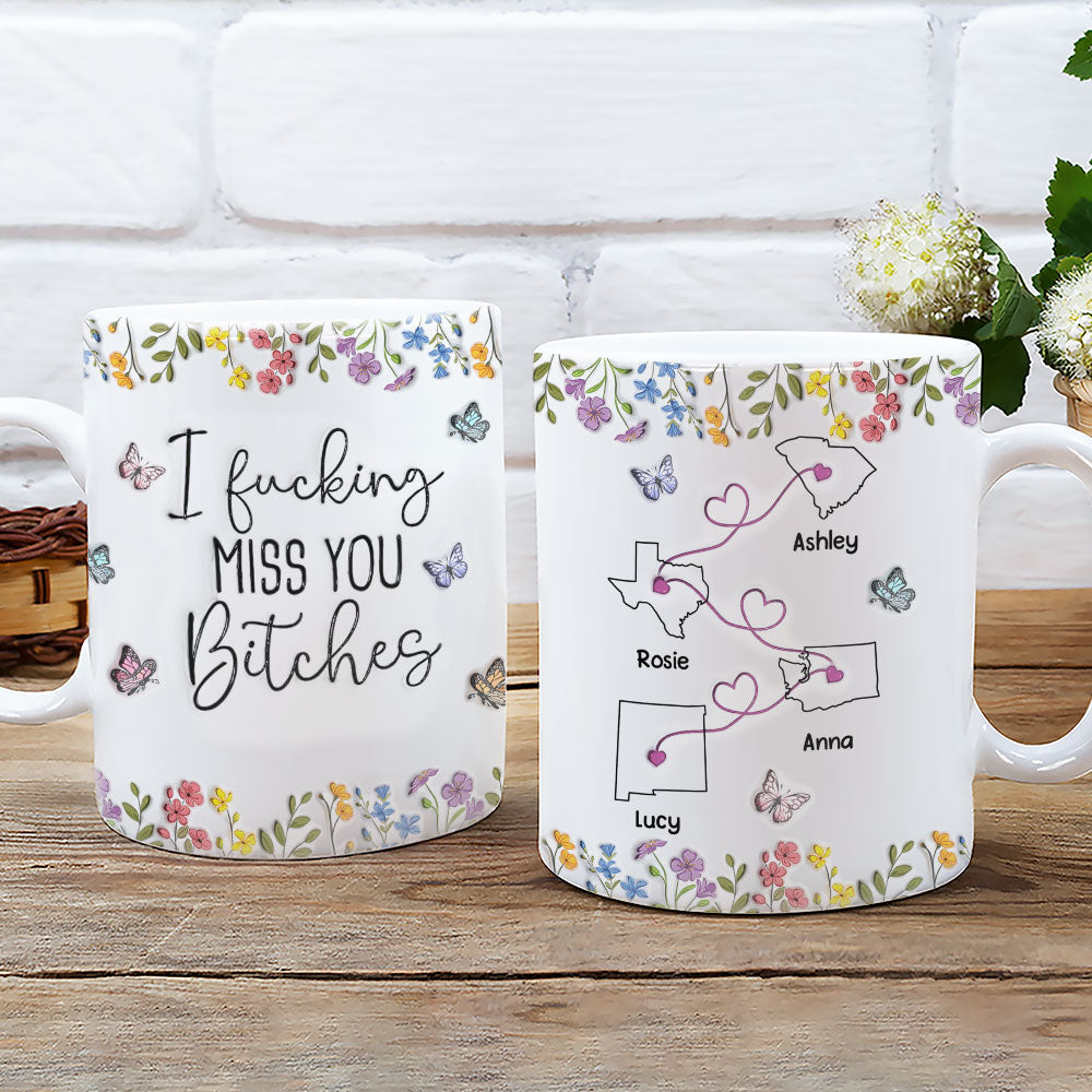 Custom Best Friend, Christmas & Birthday Friendship Keepsake Gift • I Miss You My Bestie - Personalized 3D Inflated Effect Mug