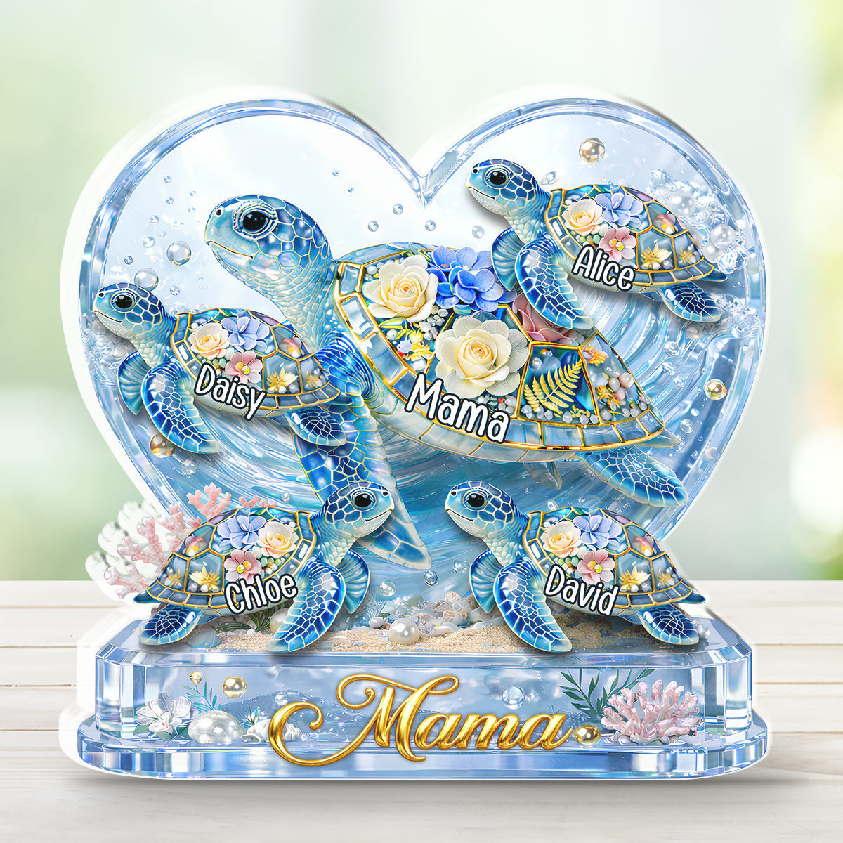 Custom Mother's Day Decor, Gift for Mom & Grandma • Grandma Mom Turtle - Personalized Acrylic Plaque