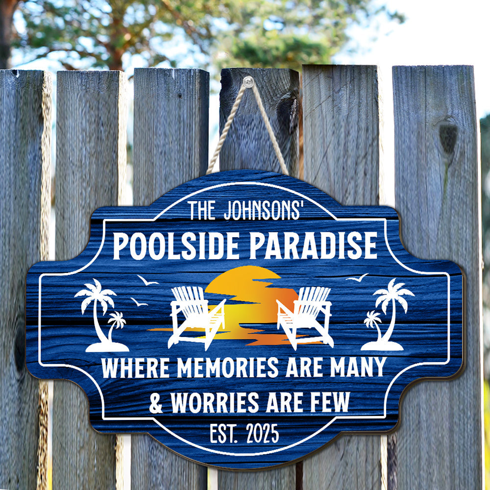 Custom Family Summer Backyard, Patio & Porch Decor • Where Memories Are Many - Personalized Wood Sign