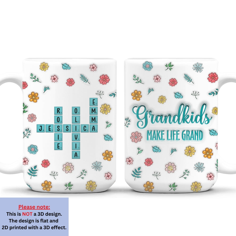 Custom Mother's Day Gift for Mom & Grandma • Grandkids Make Life Better - Personalized 3D Inflated Effect Mug