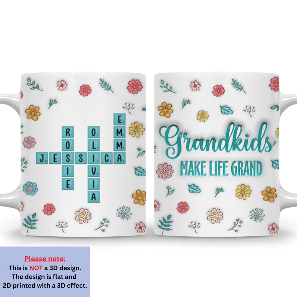 Custom Mother's Day Gift for Mom & Grandma • Grandkids Make Life Better - Personalized 3D Inflated Effect Mug