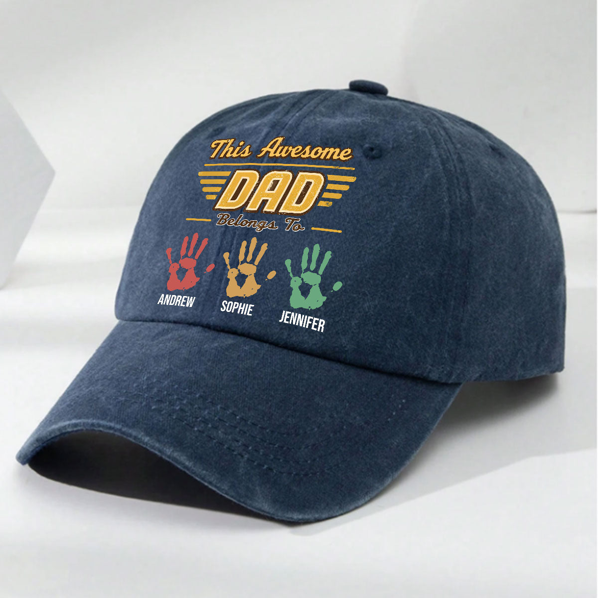 Custom Father's Day Christmas Birthday Gifts for Dad • Awesome Daddy - Personalized Vintage Washed Denim Cap