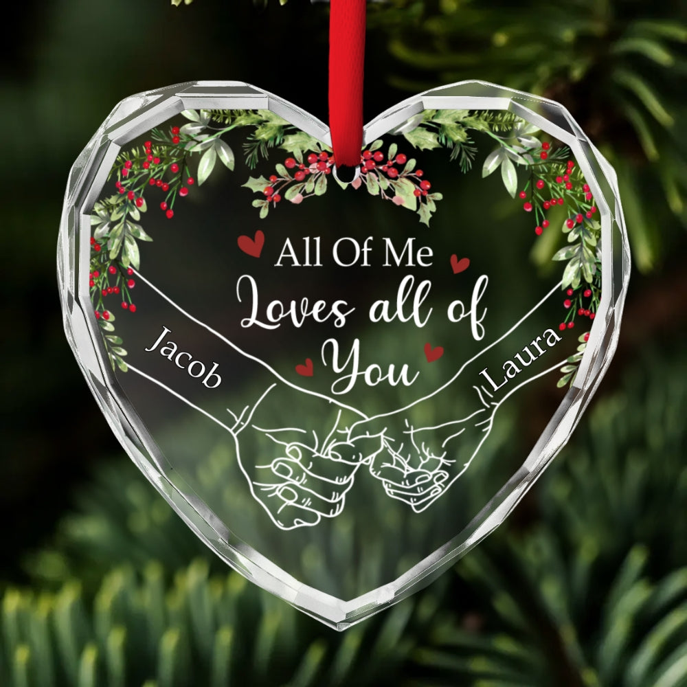 Custom Couple Christmas Ornament, Anniversary Gift •  My Heart Needed You - Personalized Glass Ornament