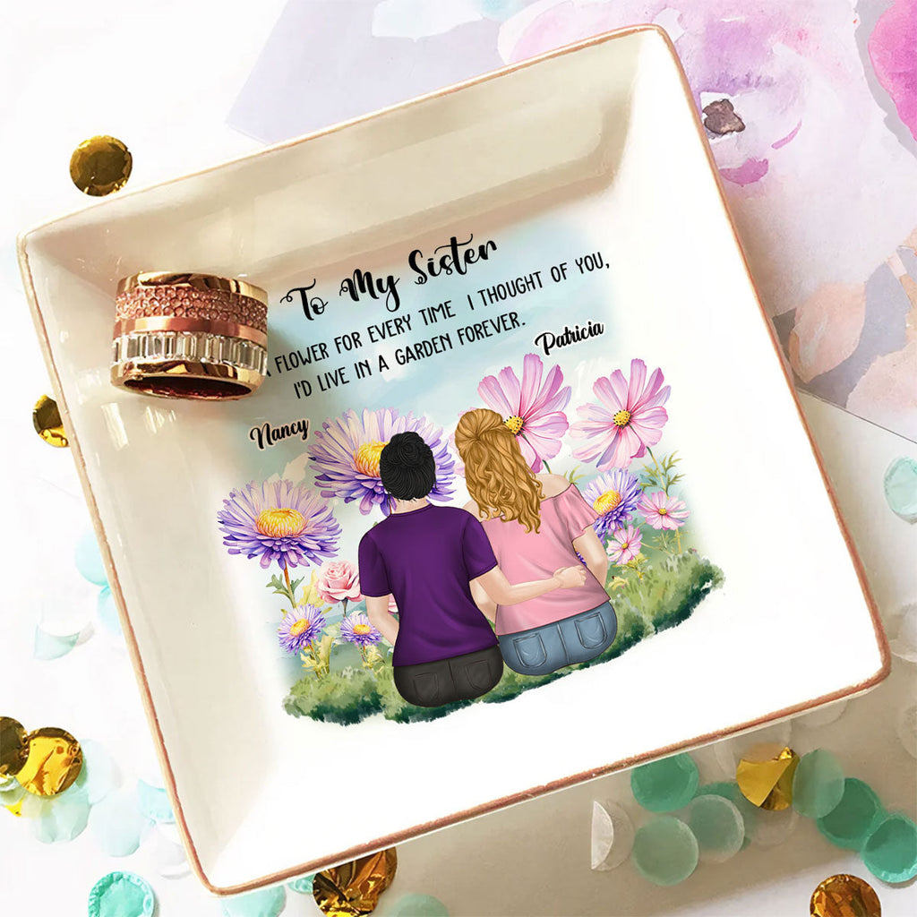 Custom Sister Trinket Dish, Birthday Christmas Gift for Sister • Always Thinking Of You Sister- Personalized Jewelry Dish