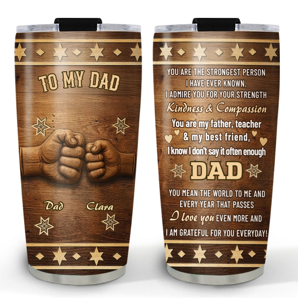 Custom Father's Day Birthday Gifts For Dad • Grateful For You - Personalized 3D Effect Tumbler
