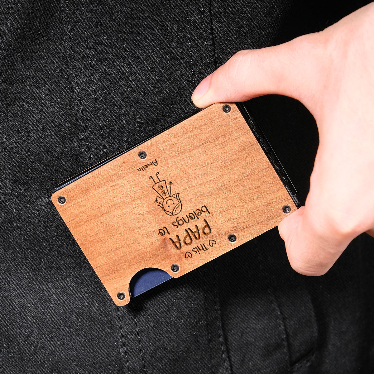 This Grandpa Belongs To Us - Personalized Engraved Wooden Card Holder