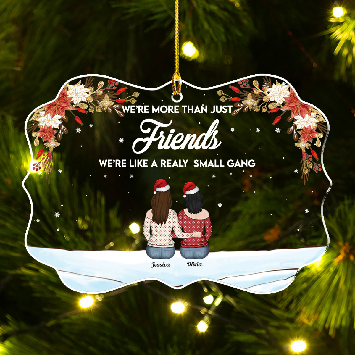 Custom Friendship Christmas Ornament, Best Friend Gift •  Here Is To Another Year Of Bonding Over Alcohol - Personalized Acrylic Ornament
