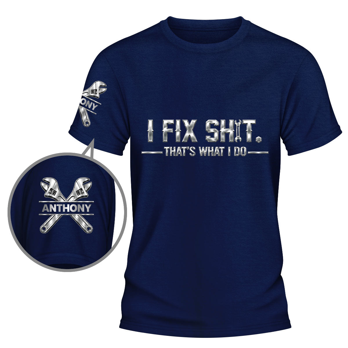 Custom Christmas & Birthday Keepsake Gift • Born To Fix Mechanic - Personalized Shirt With Design On Sleeve