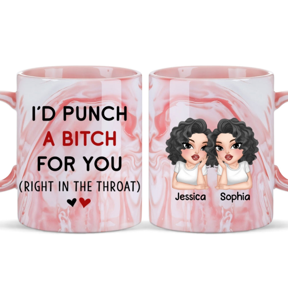 Custom Best Friend, Christmas & Birthday Friendship Keepsake Gift • Good Friends - Personalized Pink Marble Mug