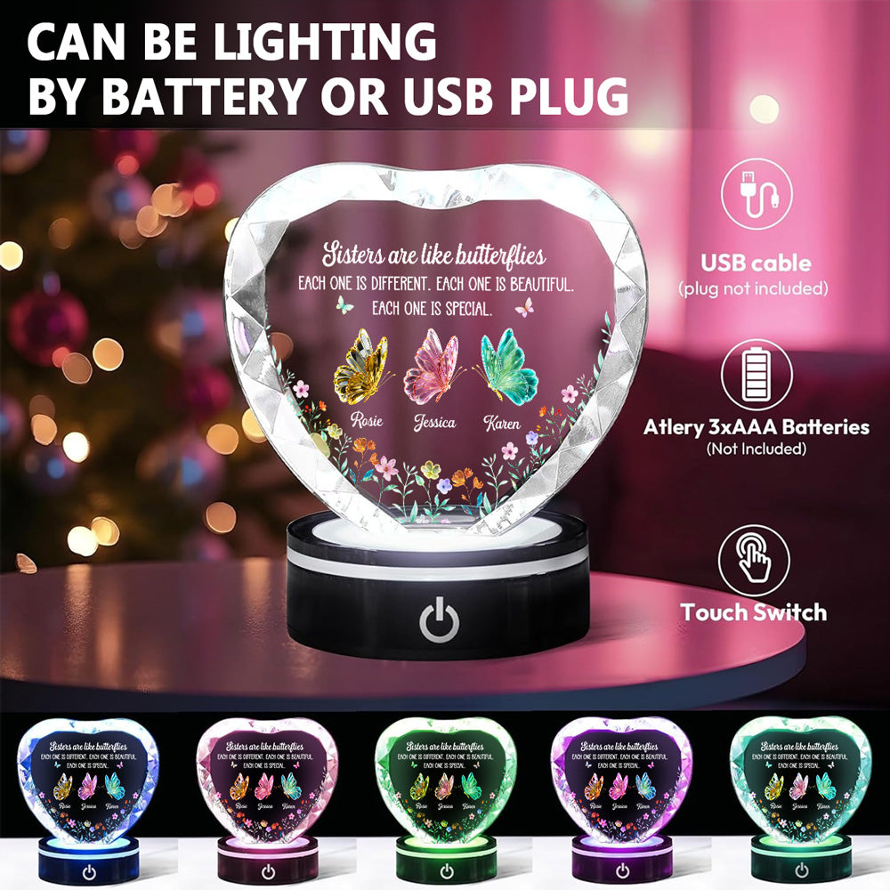 Festive Sister Love - Personalized Crystal Led Light