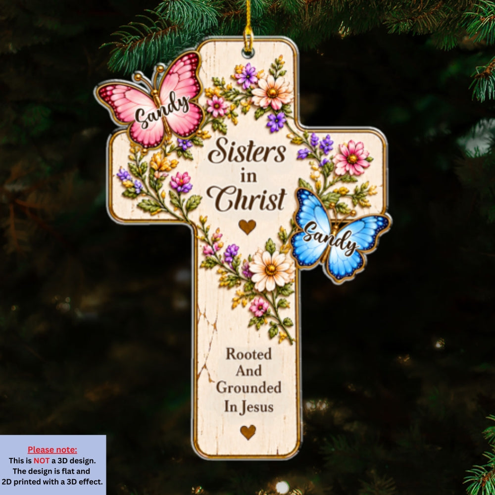 Custom Keepsake Christmas Ornament •  Sisters By Faith - Personalized Acrylic Ornament